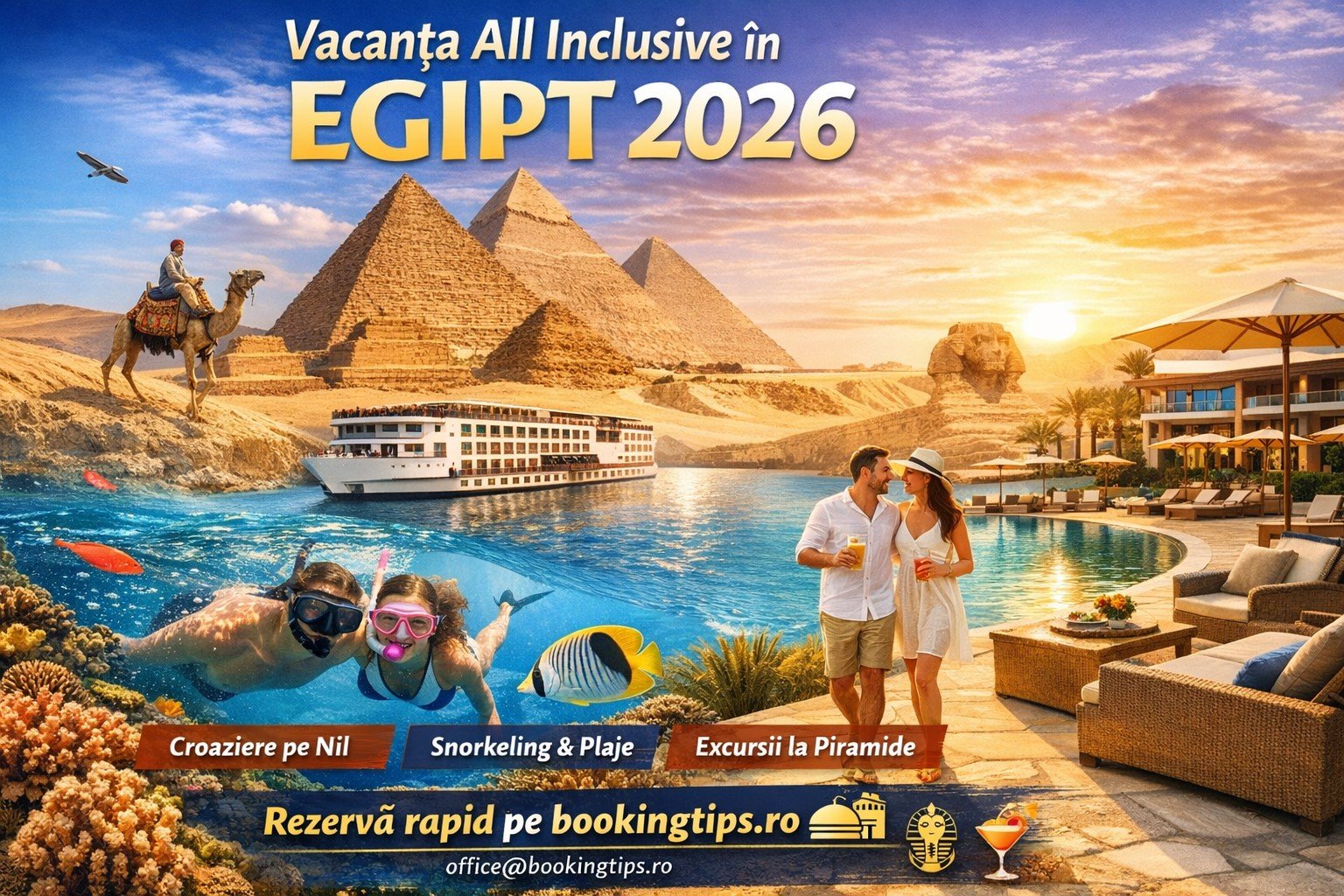 Vacanța all inclusive în Egipt 2026: rezervări rapide pe bookingtips.ro